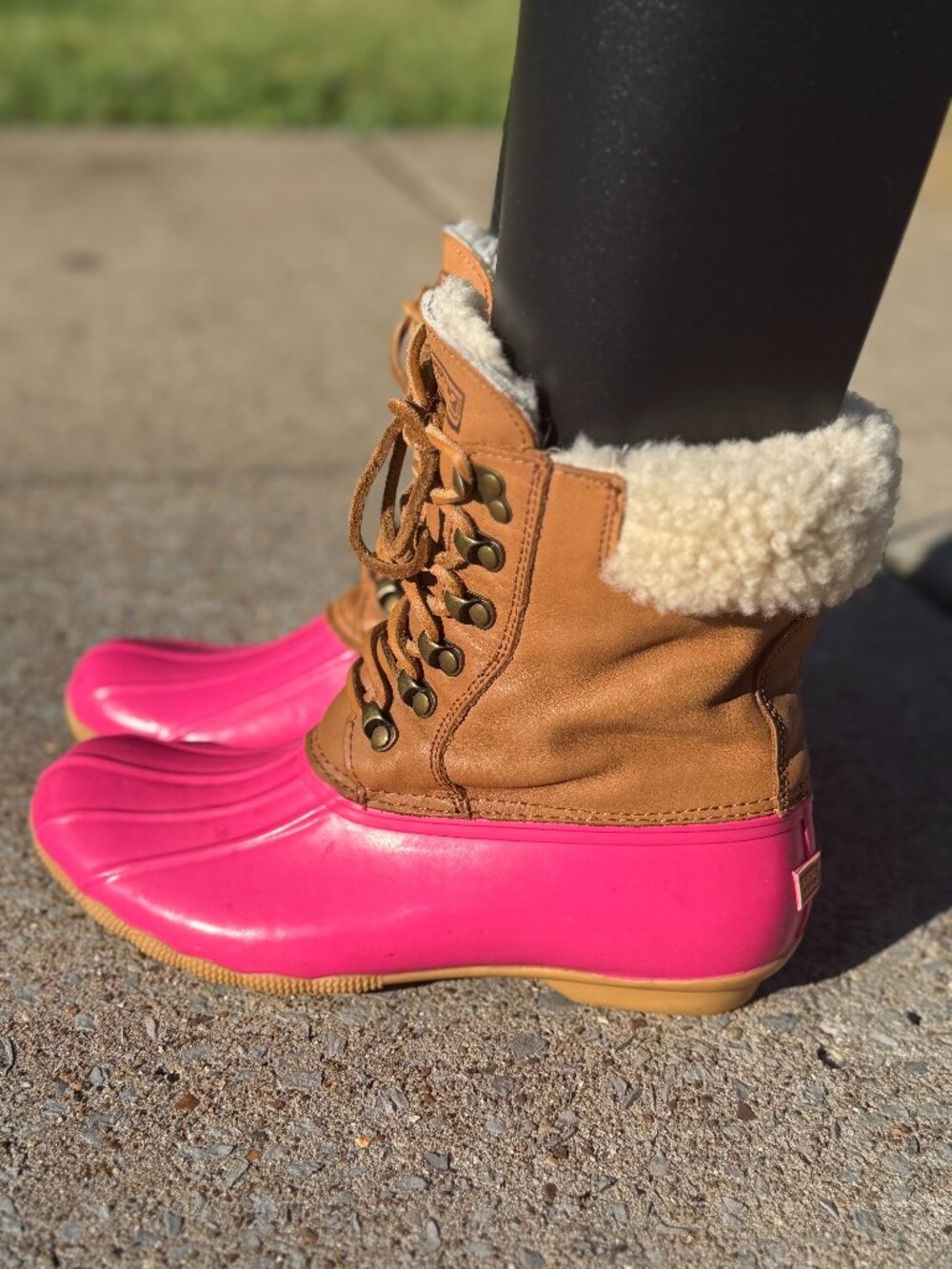Sperry Top-Sider Womens 9 Pink Duck Boots Wool Sherpa Preppy Gorpcore 4098